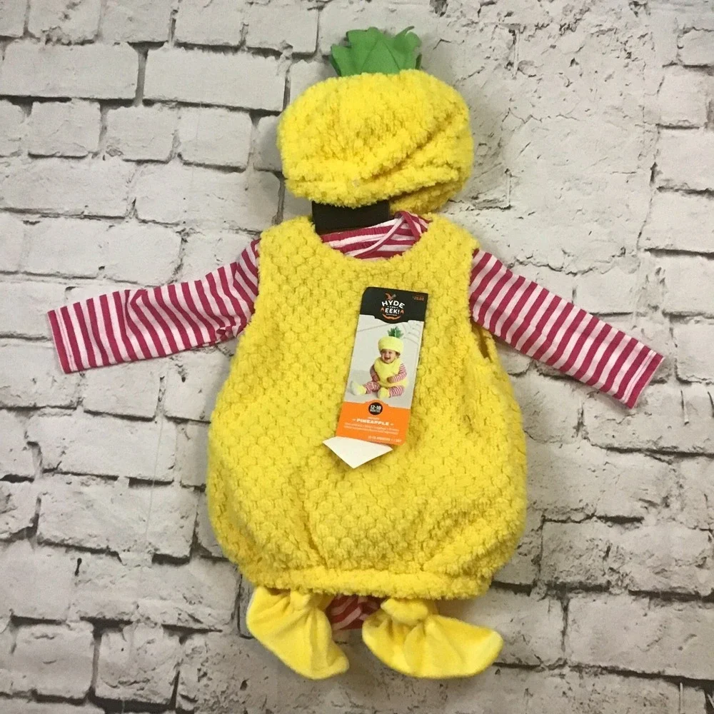 Pineapple Infant Costume Sz 12-18Mos Warm Halloween Hat Booties‎ Hyde & Eek New